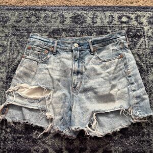 American Eagle Outfitters Light Blue Distressed Jean Shorts